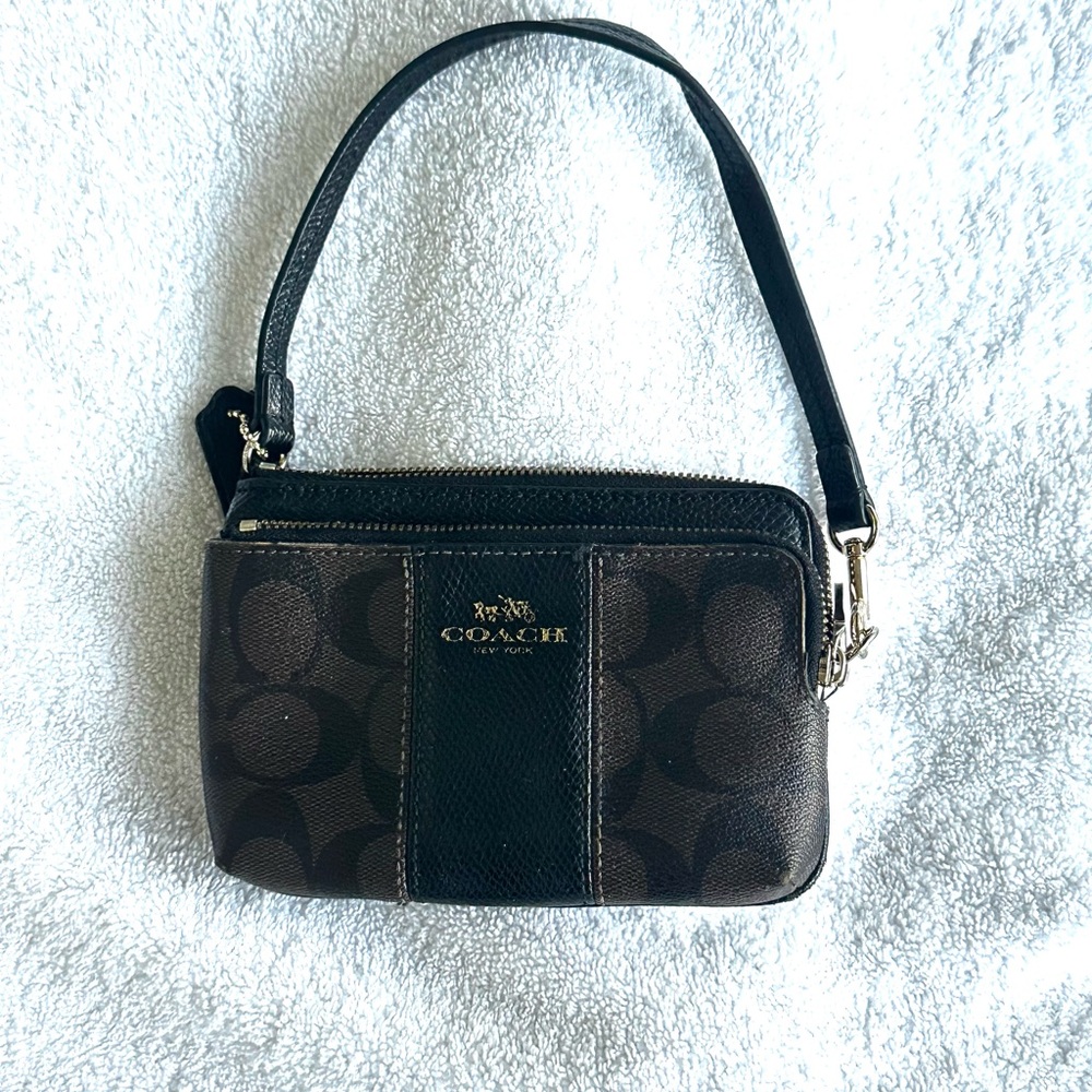 Coach Signature Black and Brown Wristlet